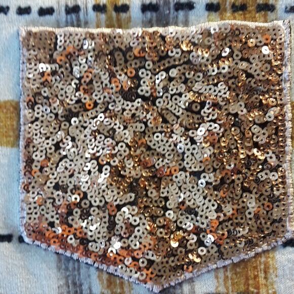 Womens Sz L Plaid Sequin Stretchy Long Sleeve Made in USA Tee Shirt - Picture 4 of 10